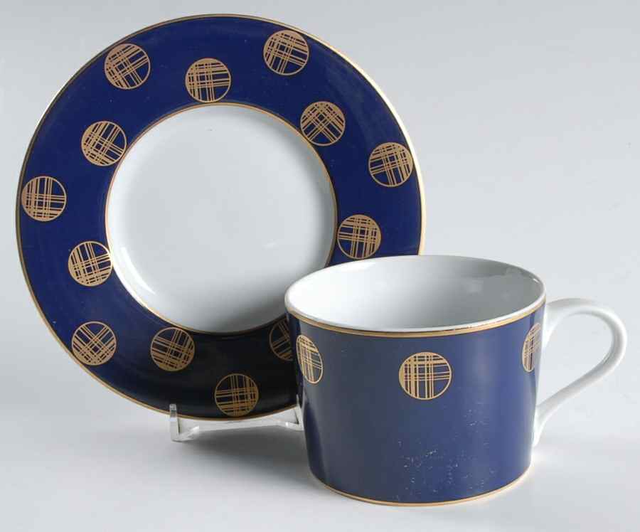 Orbit Blue Flat Cup & Saucer Set by Block-1