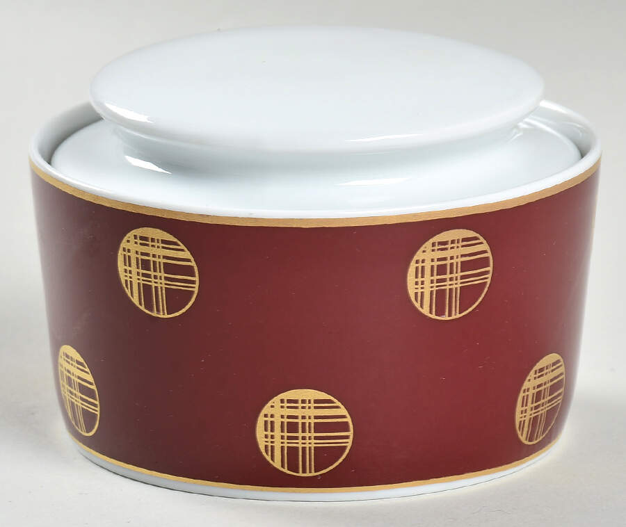 Orbit Red Sugar Bowl & Lid by Block-1