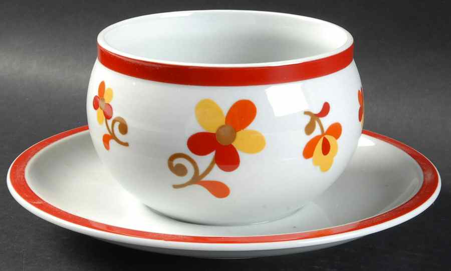 Paprika Gravy Boat w/Attached Underplate No Lid by Block-1