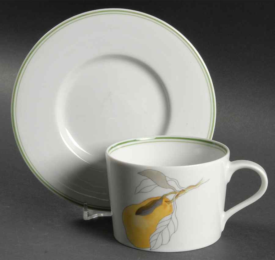 Pear (Rim) Flat Cup & Saucer Set by Block-1