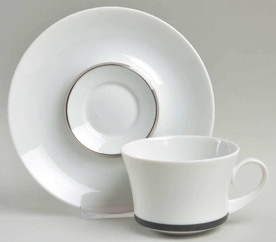 Platino Flat Cup & Saucer Set by Block-1