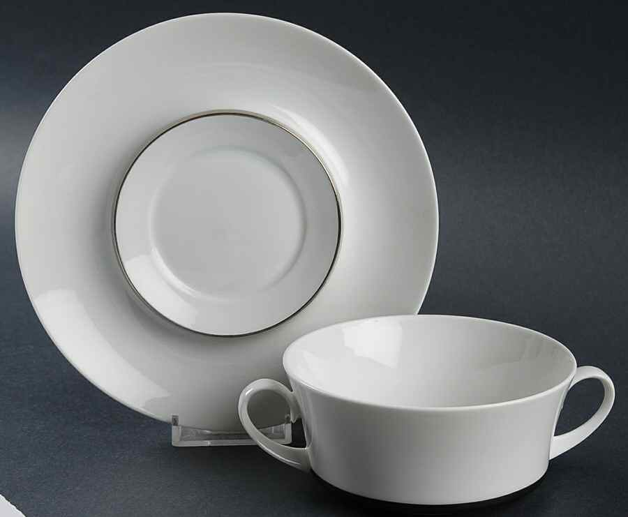 Platino Flat Cream Soup Bowl & Saucer Set by Block-1