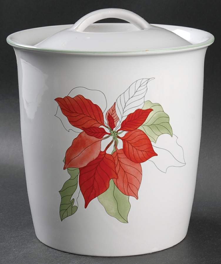 Poinsettia Cookie Jar & Lid by Block-1