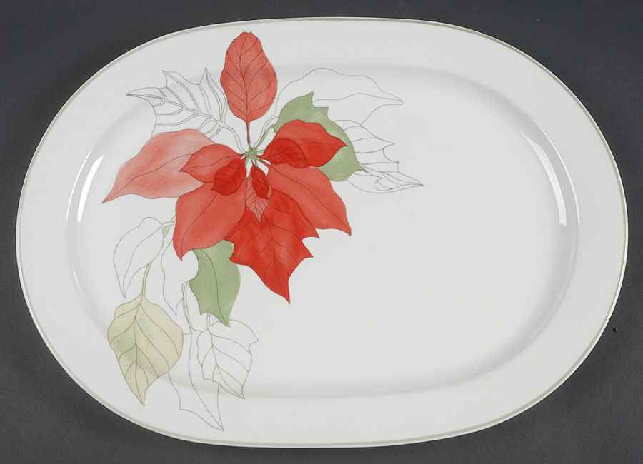 Poinsettia 15" Oval Serving Platter by Block-1