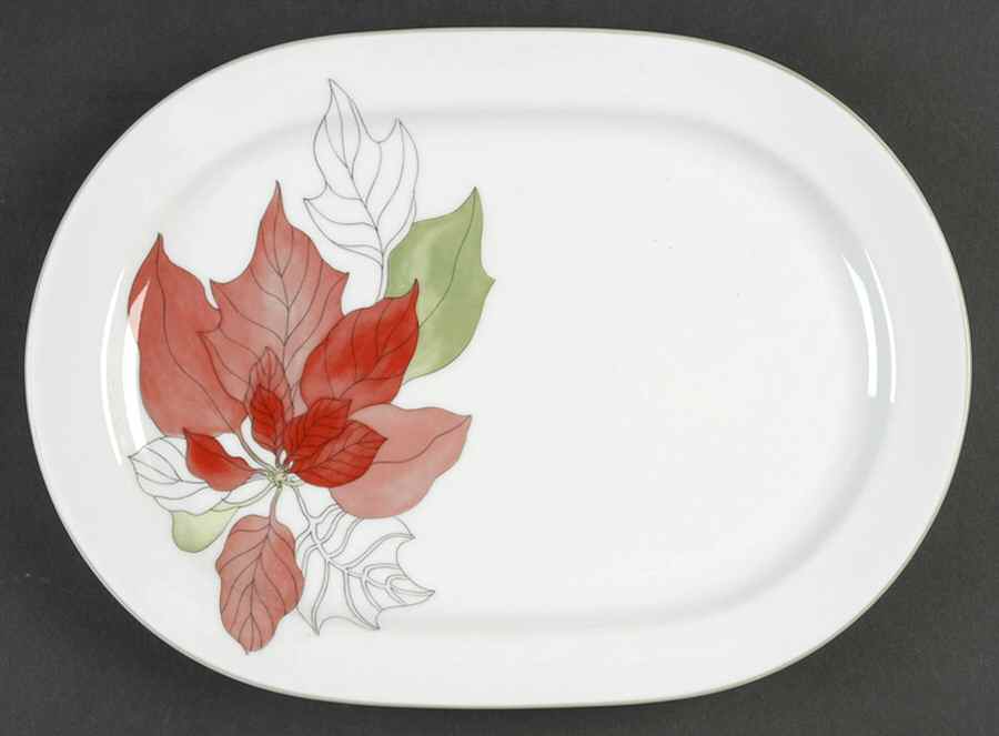 Poinsettia 11" Oval Serving Platter by Block-1