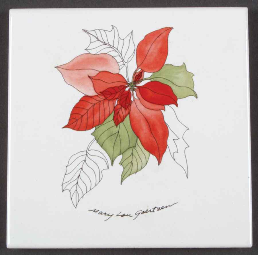 Poinsettia Square Corkback Coaster by Block-1