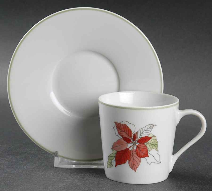 Poinsettia Flat Demitasse Cup & Saucer Set by Block-1