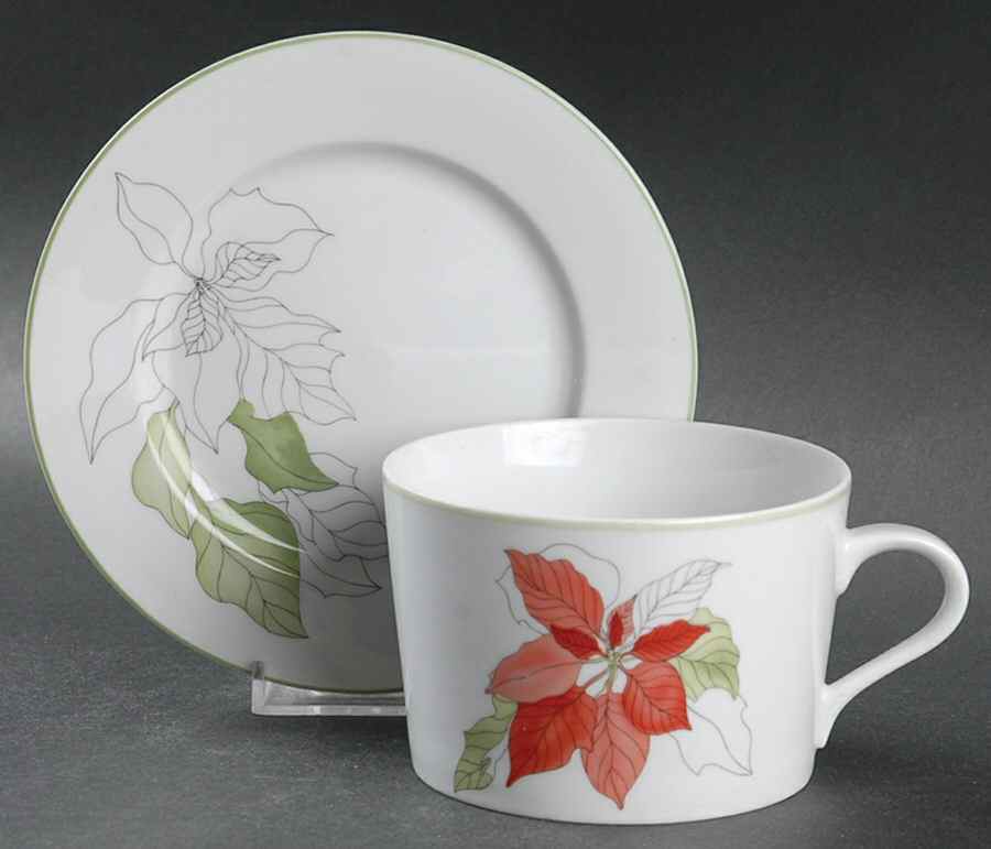 Poinsettia Oversized Cup & Saucer Set by Block-1