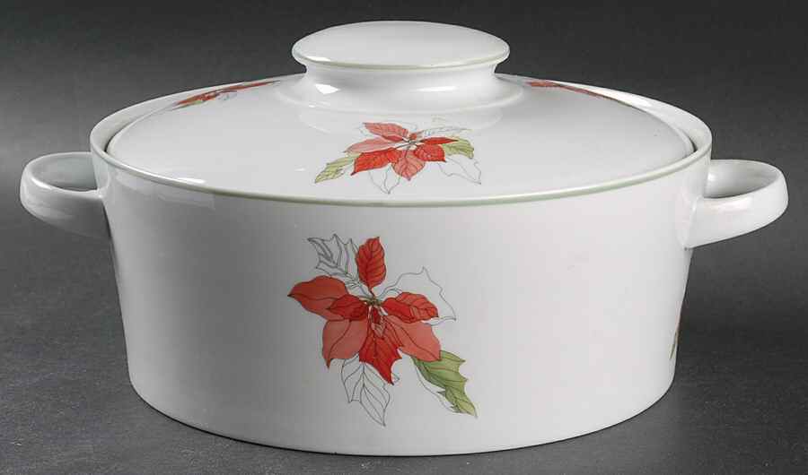 Poinsettia 3 Quart Round Covered Casserole by Block-1
