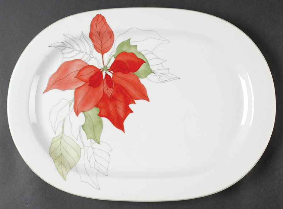 Poinsettia 15" Oval Serving Platter by Block-1