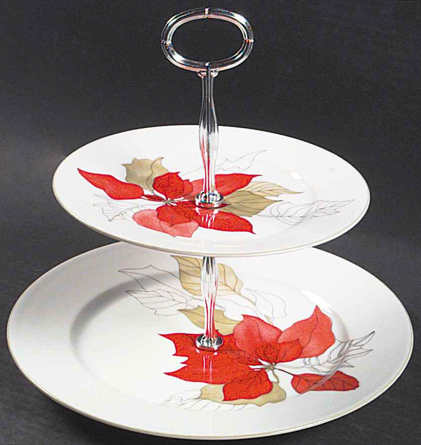 Poinsettia 6 5/8"-10"  2 Tiered Serving Tray (Dp, Sp) HC by Block-1