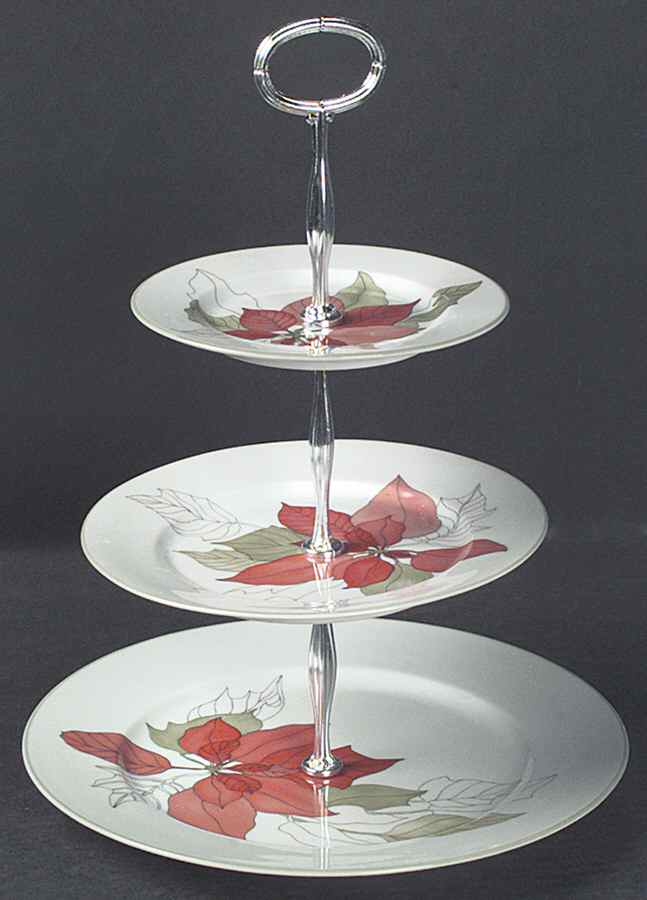 Poinsettia 13 7/8"-14 1/4" 3-Tiered Serving Tray(DP,SP,BB) HC by Block-1