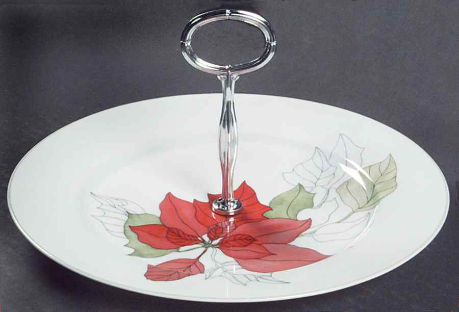 Poinsettia Round Serving Plate with Center Handle (Dp) Hc by Block-1