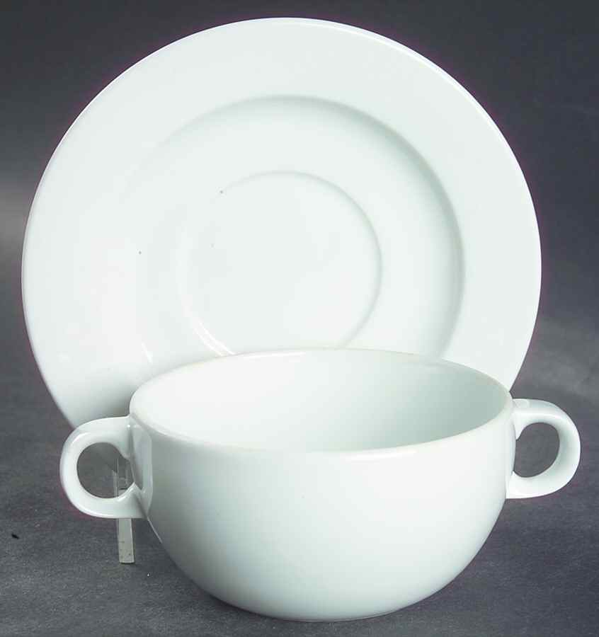Porto White Flat Cream Soup Bowl & Saucer Set by Block-1