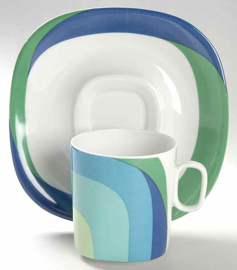 Study In Squares Flat Cup & Saucer Set by Block-1