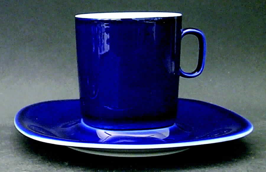 Transition Cobalt Blue Flat Cup & Saucer Set by Block-1
