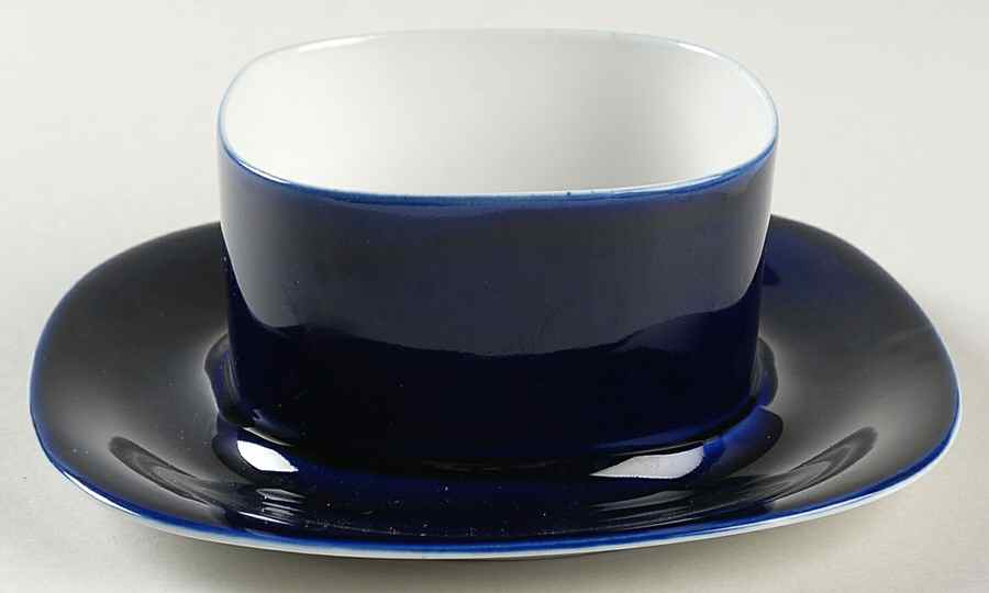 Transition Cobalt Blue Gravy Boat with Attached Underplate by Block-1