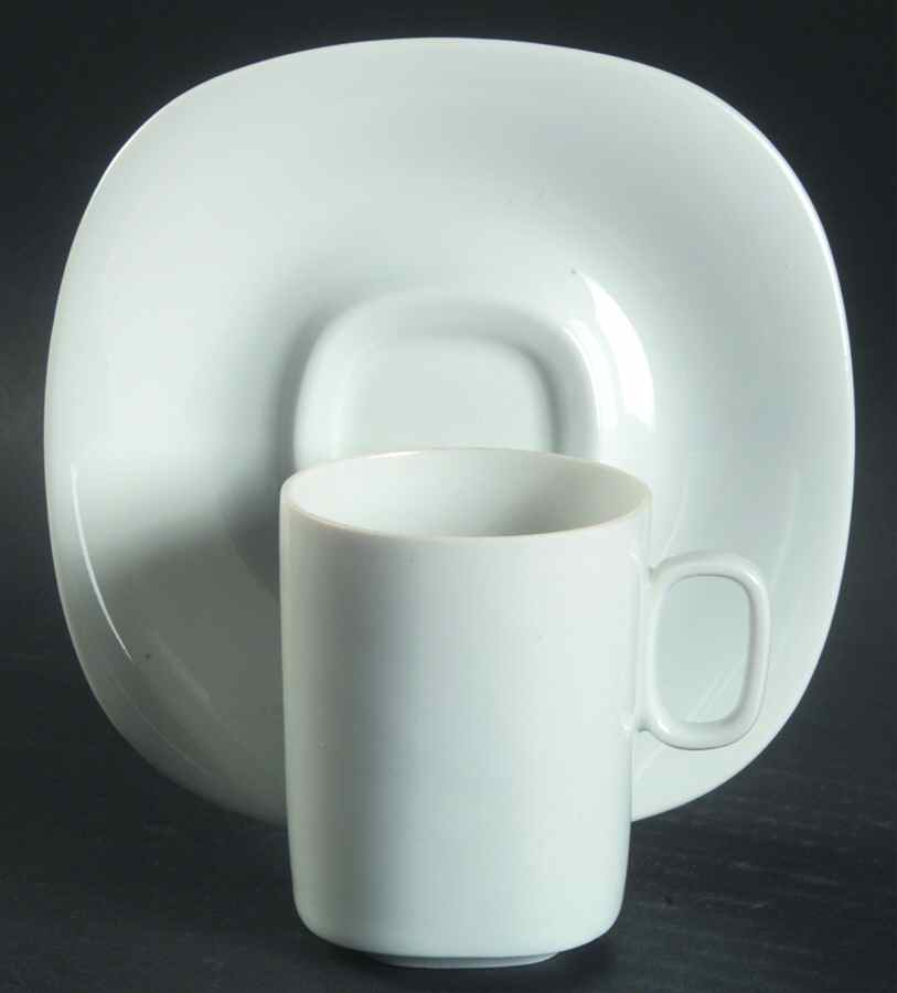 Transition White Flat Demitasse Cup & Saucer Set by Block-1
