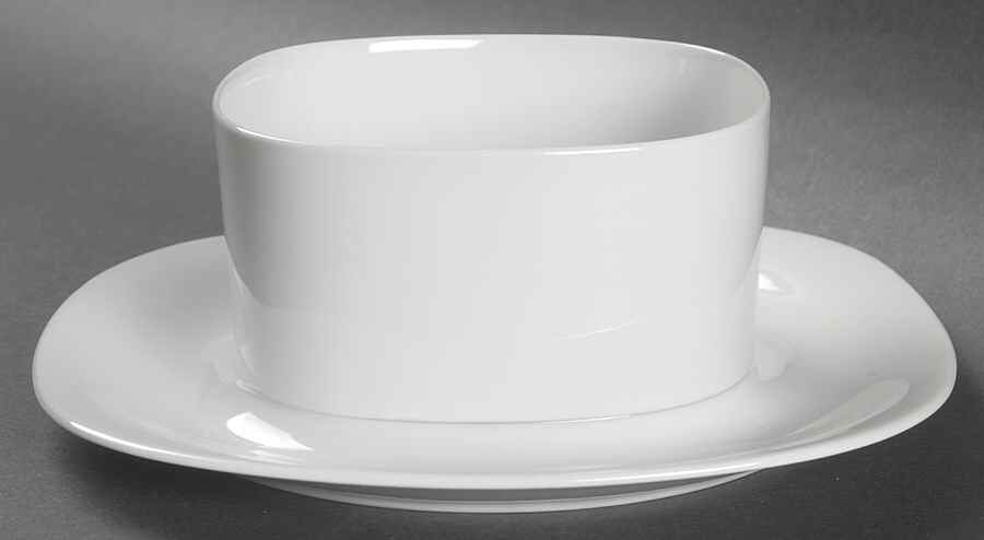 Transition White Gravy Boat with Attached Underplate by Block-1