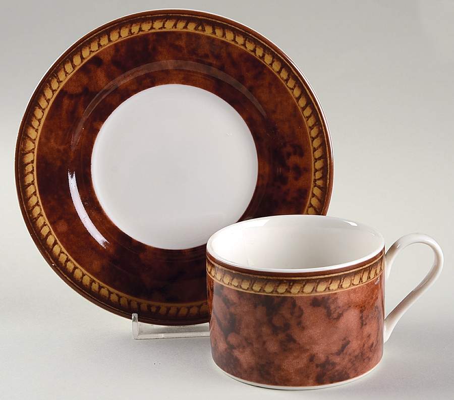 Vintage Amber Flat Cup & Saucer Set by Block-1