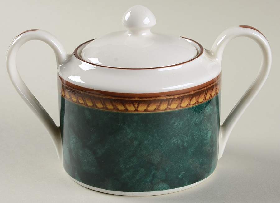 Vintage Emerald Green Sugar Bowl & Lid by Block-1