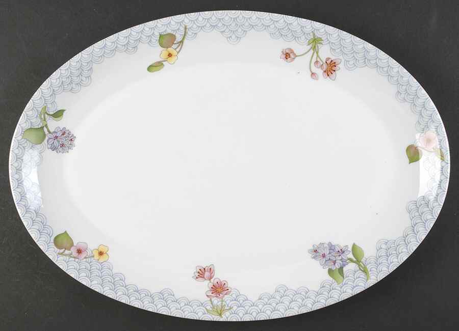Water Garden 15" Oval Serving Platter by Block-1