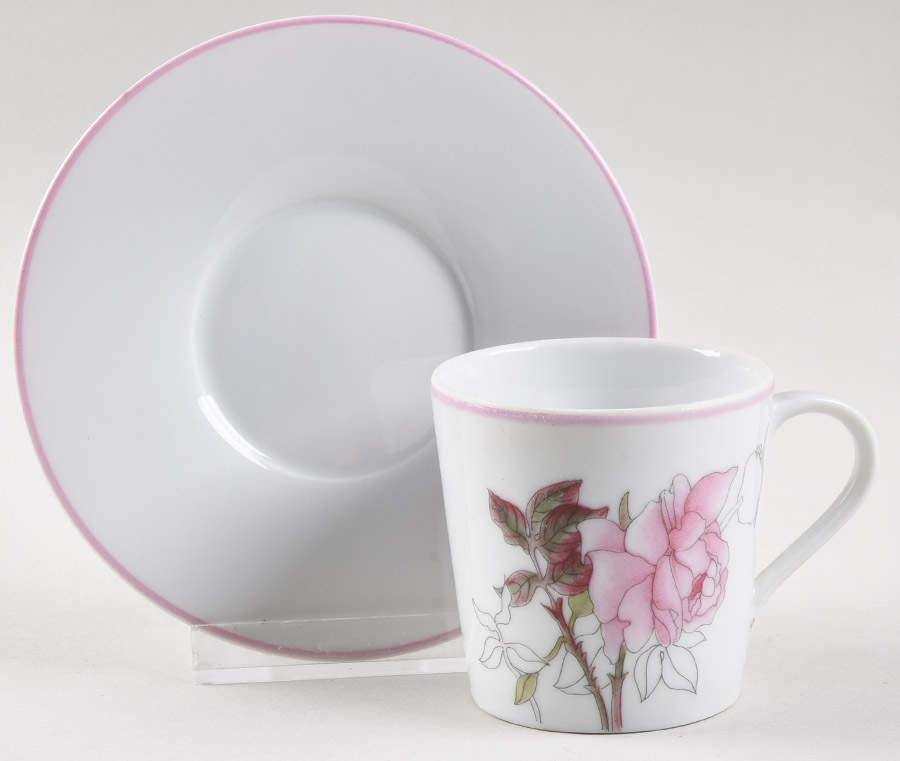 Western Rose Flat Demitasse Cup & Saucer Set by Block-1