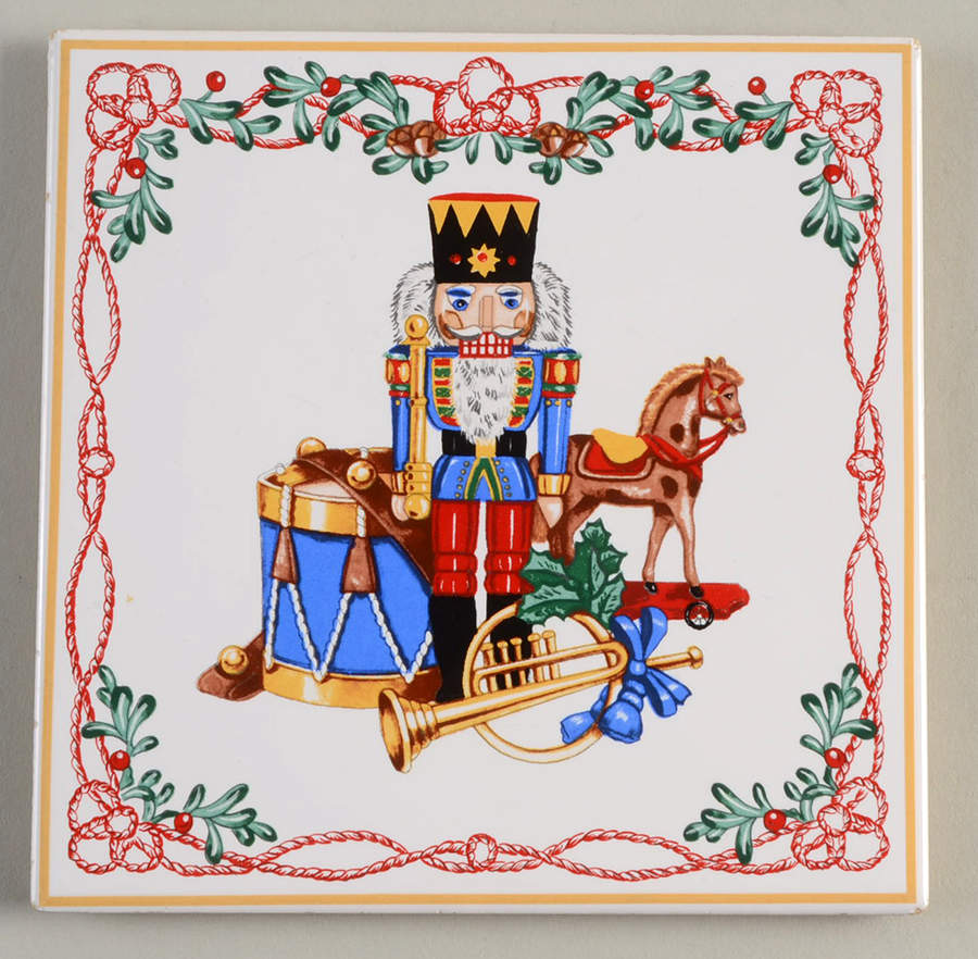 Whimsy Christmas 6" Square Cork Back Trivet by Block-1