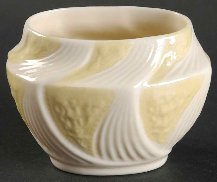 Celtic Yellow Sugar Bowl No Lid by Belleek Pottery (Ireland)-1