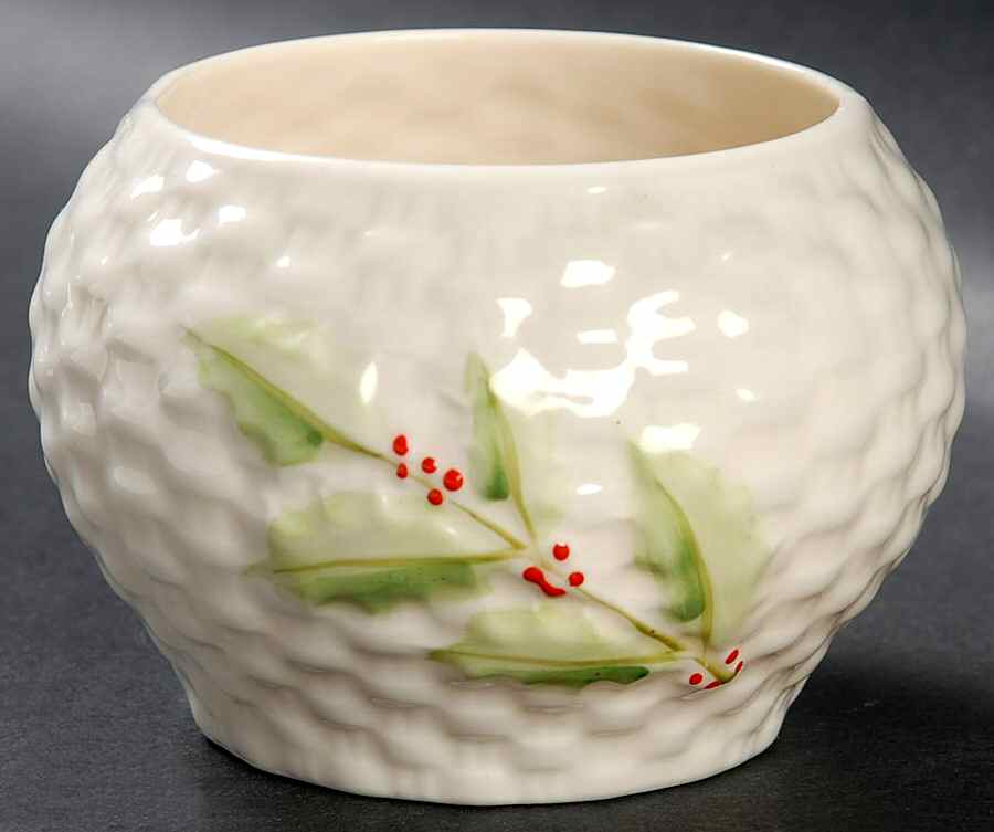 Enchanted Holly Open Sugar Bowl by Belleek Pottery (Ireland)-1