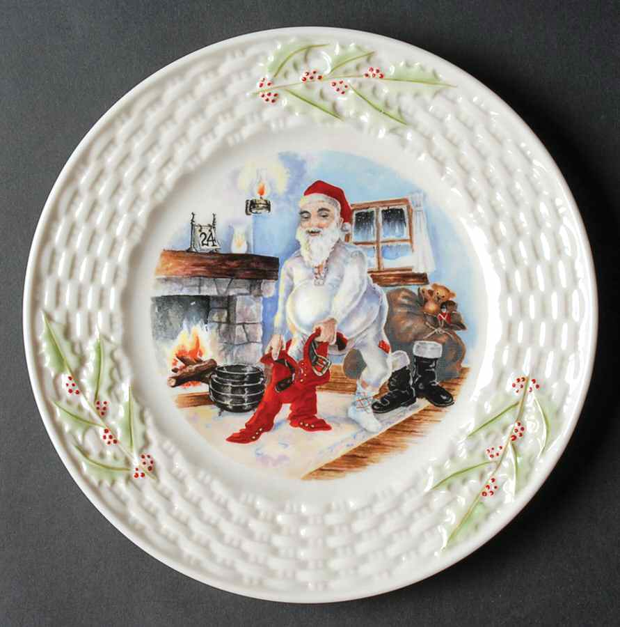 Enchanted Holly Holiday Salad Plate by Belleek Pottery (Ireland)-1