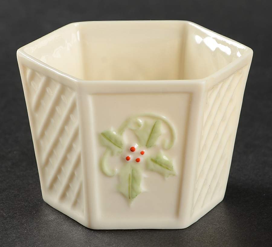 Enchanted Holly Votive Candleholder by Belleek Pottery (Ireland)-1