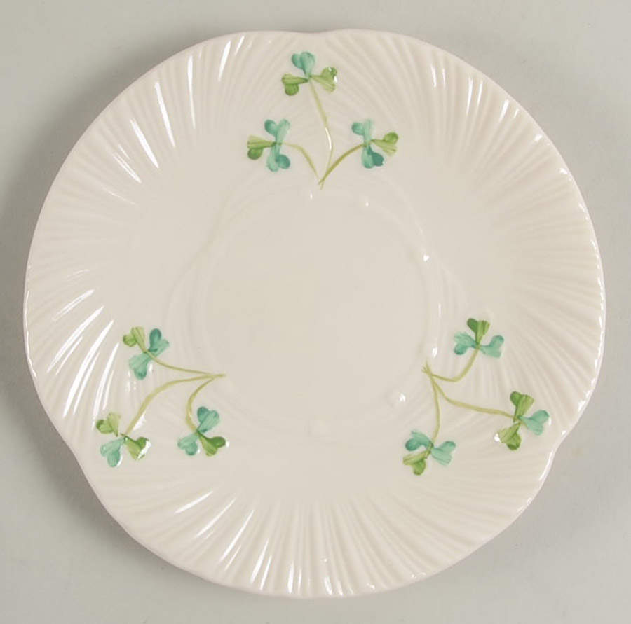 Harp Shamrock Dessert/Pie Plate by Belleek Pottery (Ireland)-1