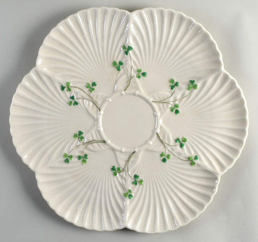 Harp Shamrock 16" Round Platter by Belleek Pottery (Ireland)-1
