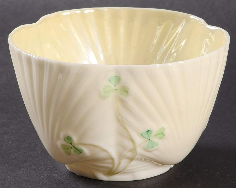 Harp Shamrock Open Sugar Bowl by Belleek Pottery (Ireland)-1