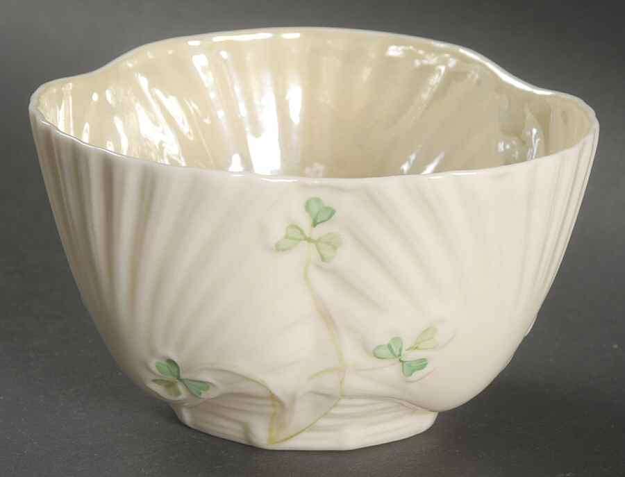 Harp Shamrock Open Sugar Bowl by Belleek Pottery (Ireland)-1