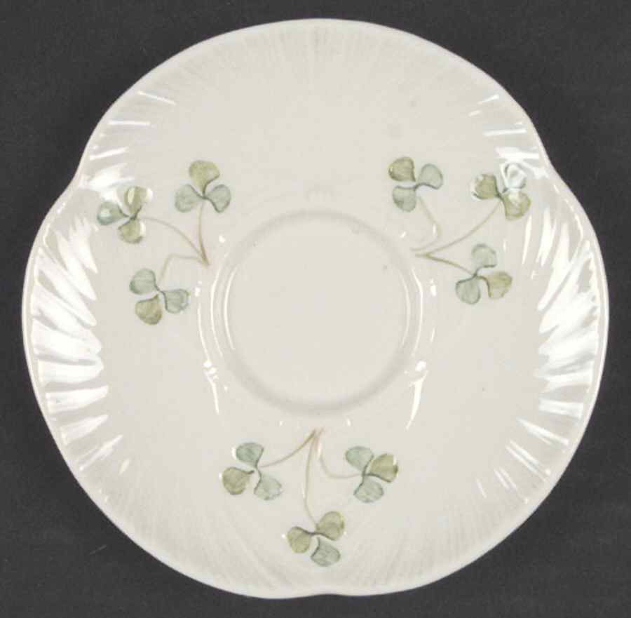 Harp Shamrock Saucer for Flat Cup by Belleek Pottery (Ireland)-1