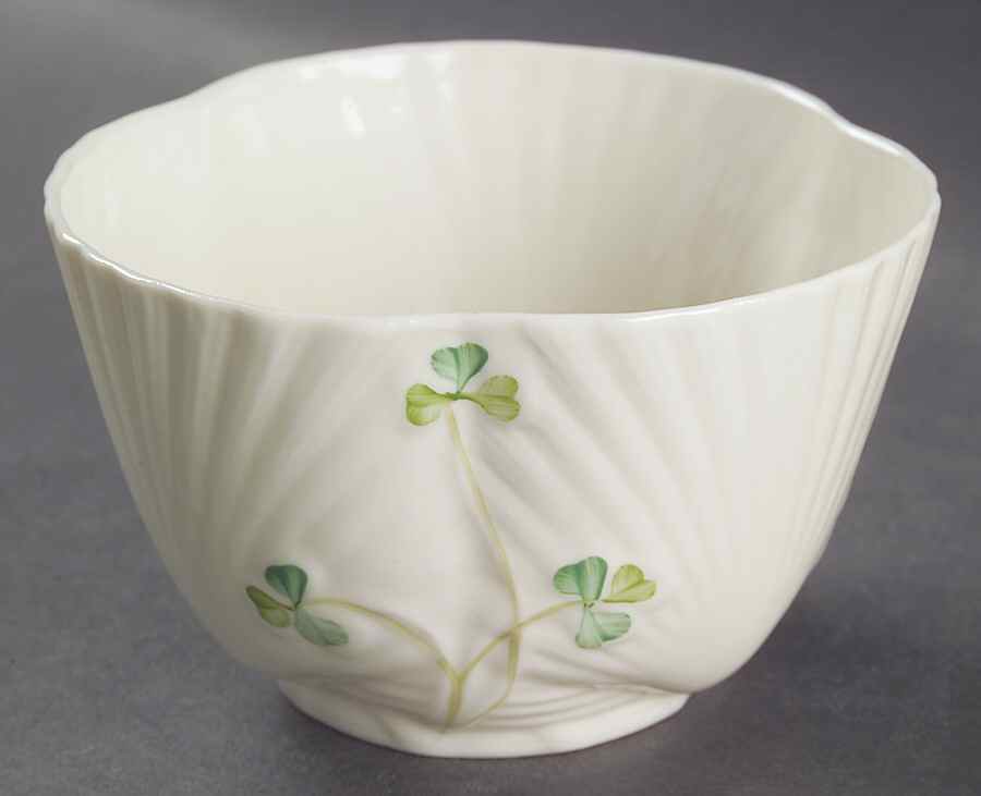 Harp Shamrock Open Sugar Bowl by Belleek Pottery (Ireland)-1