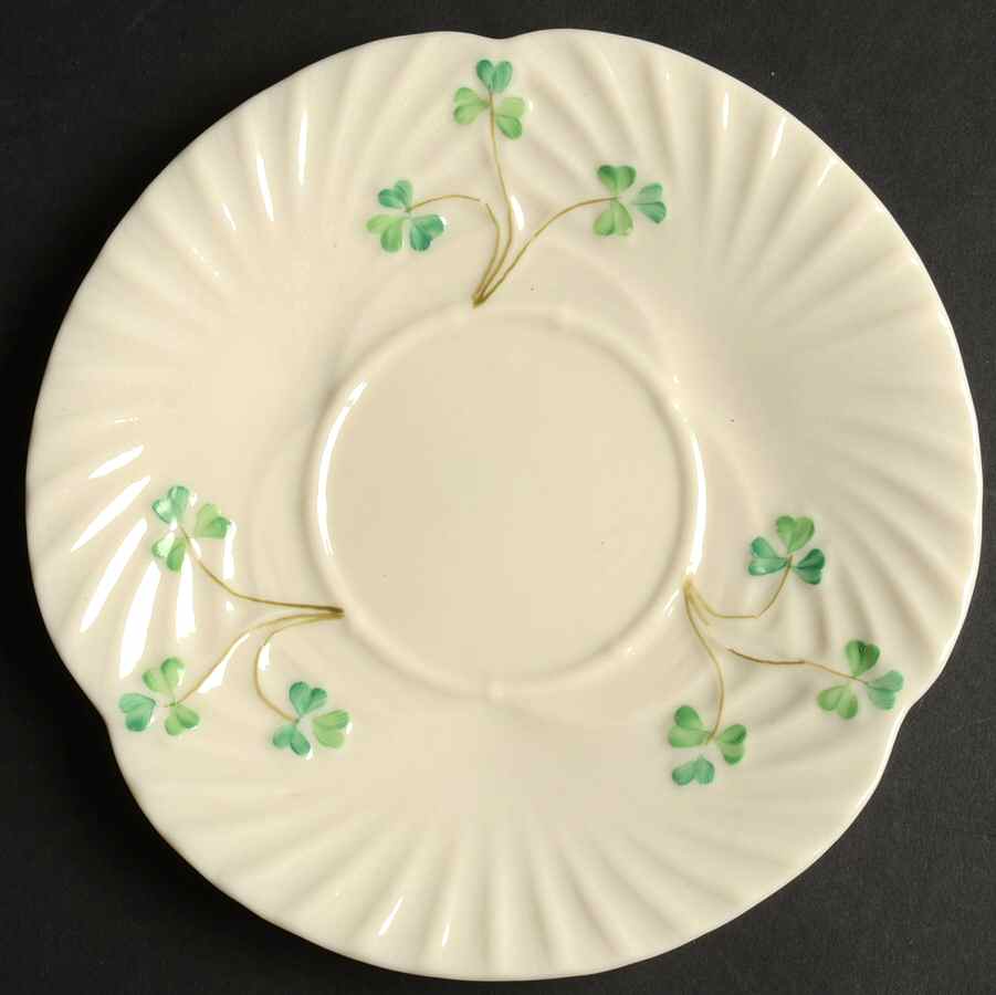 Harp Shamrock Dessert/Pie Plate by Belleek Pottery (Ireland)-1