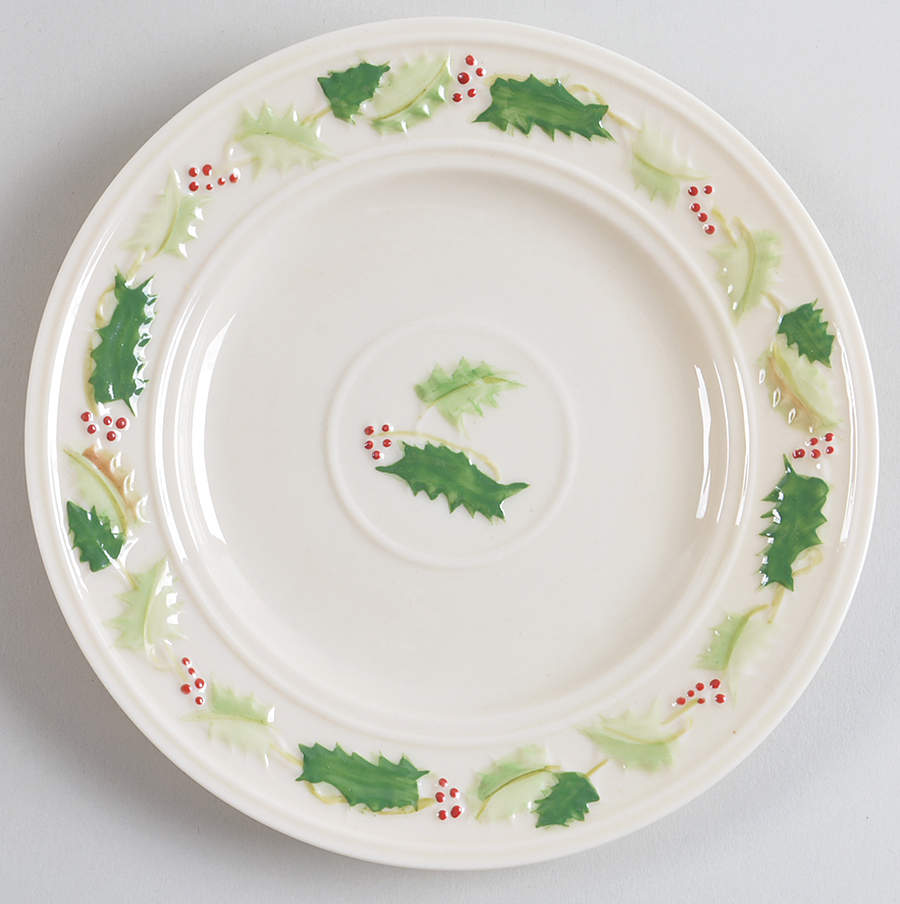 Holly Painted Salad Plate by Belleek Pottery (Ireland)-1