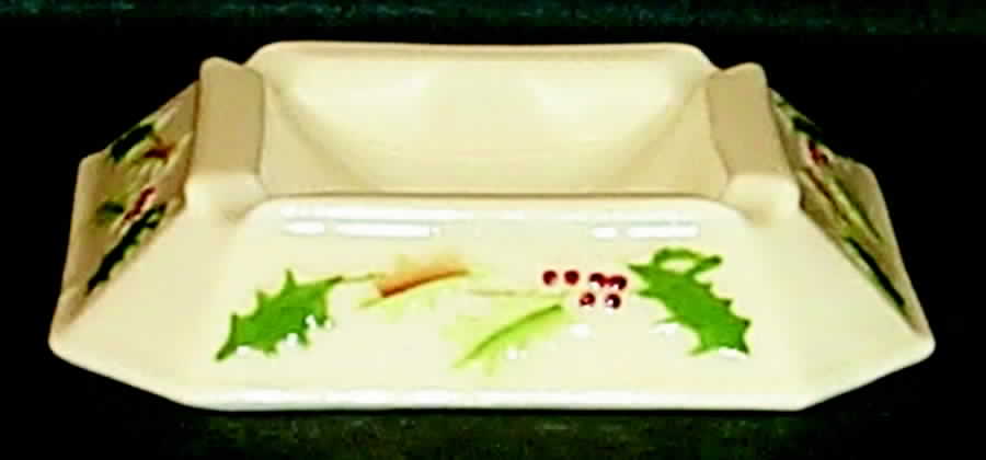 Holly Painted Small Ashtray by Belleek Pottery (Ireland)-1