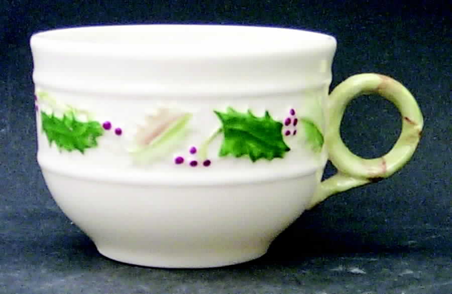Holly Painted Flat Demitasse Cup by Belleek Pottery (Ireland)-1
