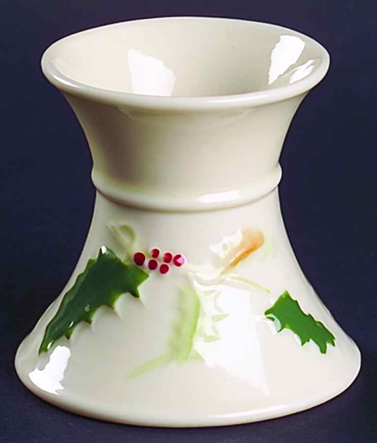 Holly Painted Single Light Candlestick by Belleek Pottery (Ireland)-1