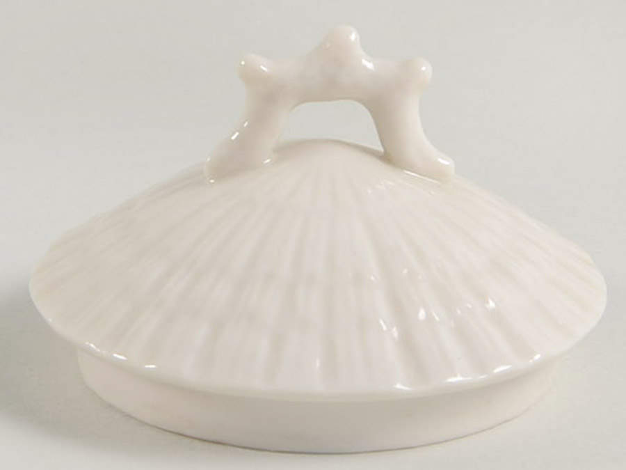 Limpet White (No Trim, Smooth) Lid for Sugar Bowl by Belleek Pottery (Ireland)-1