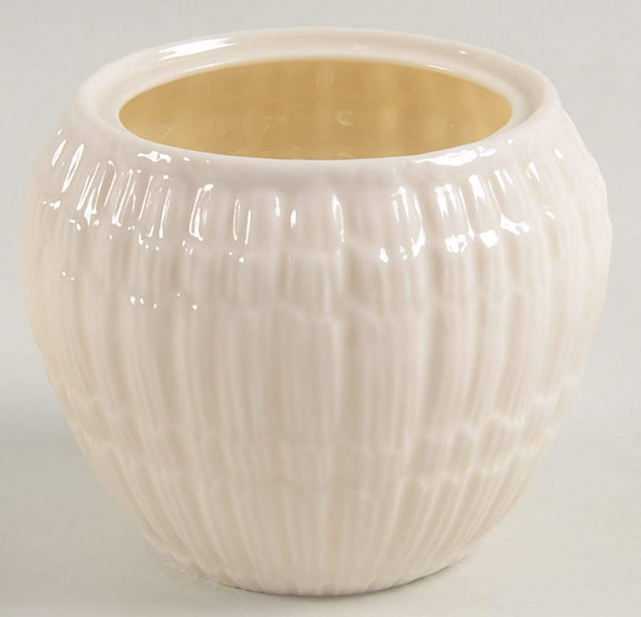 Limpet White (No Trim, Smooth) Sugar Bowl No Lid by Belleek Pottery (Ireland)-1