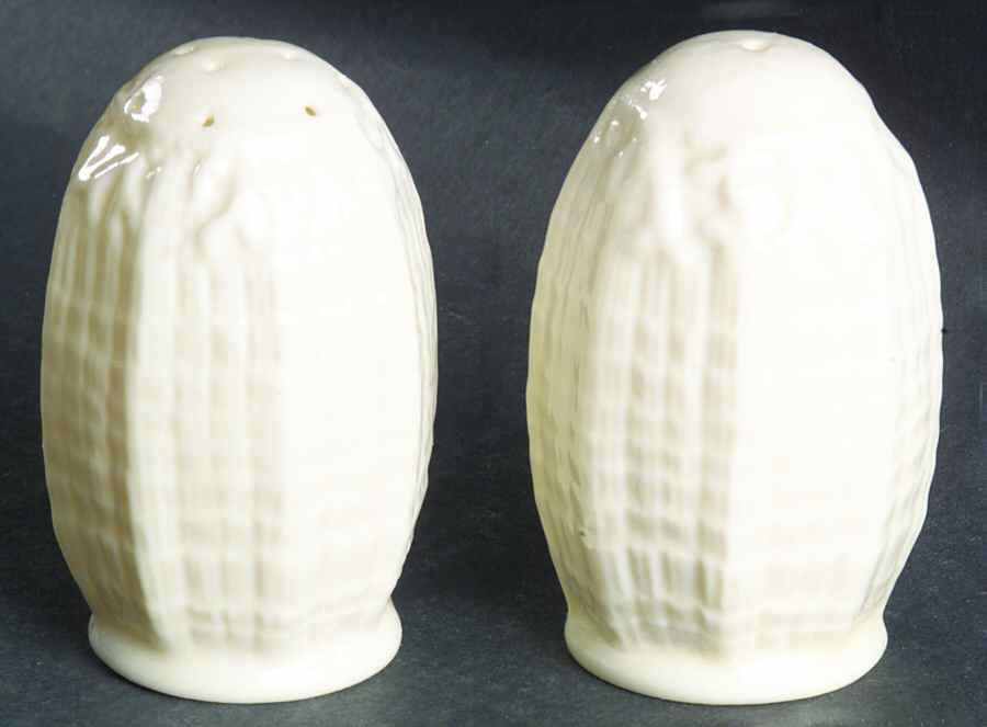 Tridacna White Salt & Pepper Set by Belleek Pottery (Ireland)-1