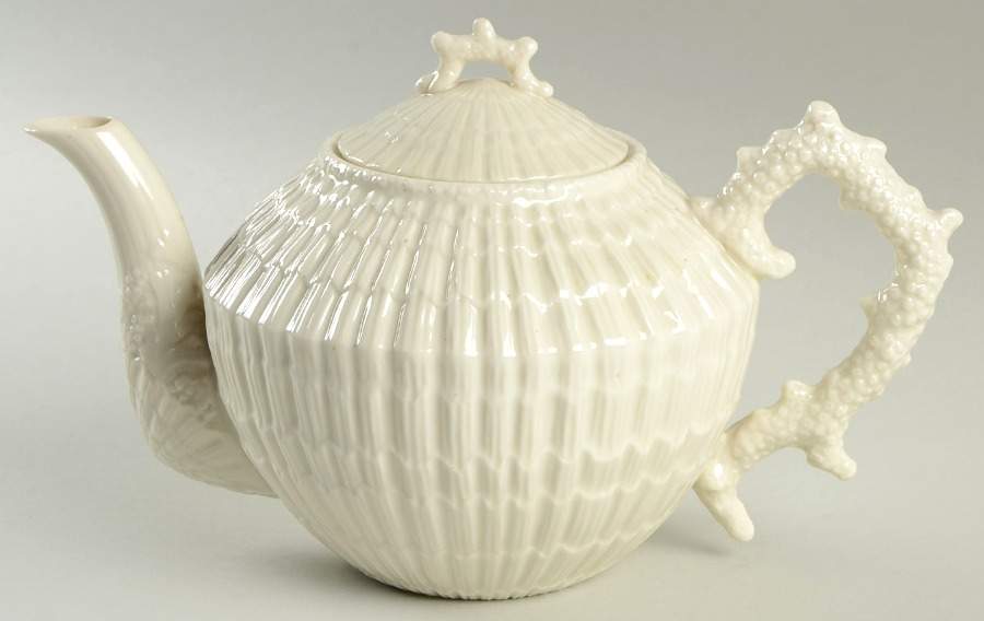 Limpet White (No Trim, Smooth) Teapot & Lid by Belleek Pottery (Ireland)-1