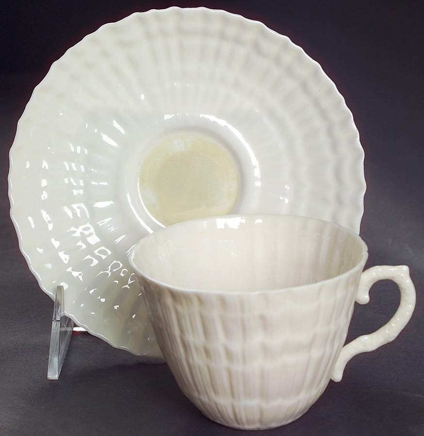 Limpet Yellow Flat Cup & Saucer Set by Belleek Pottery (Ireland)-1