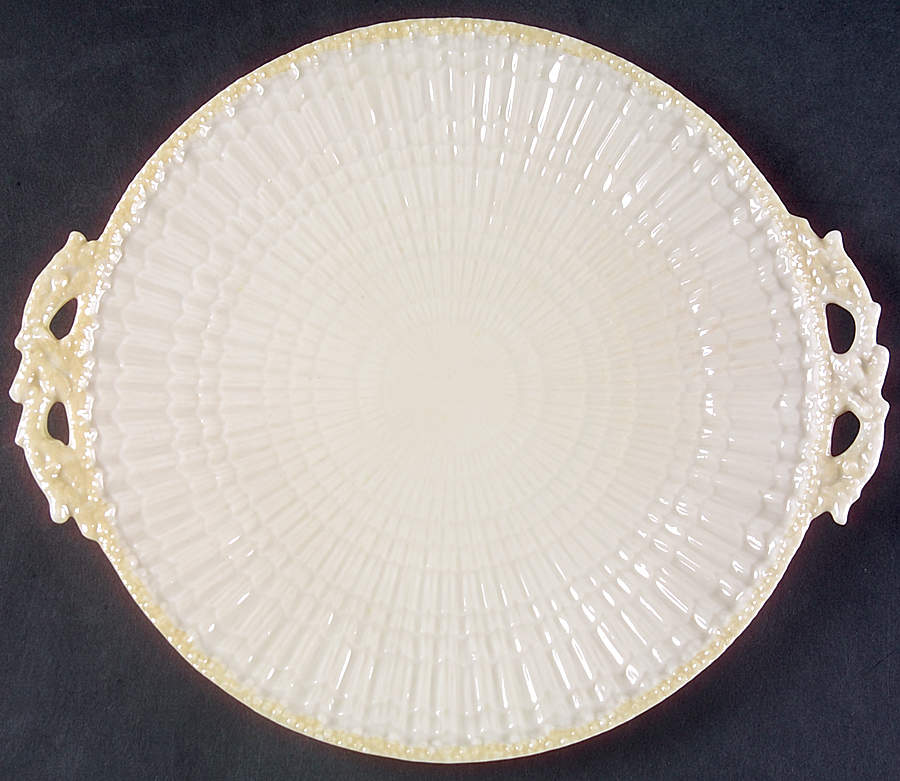 Limpet Yellow Handled Cake Plate by Belleek Pottery (Ireland)-1