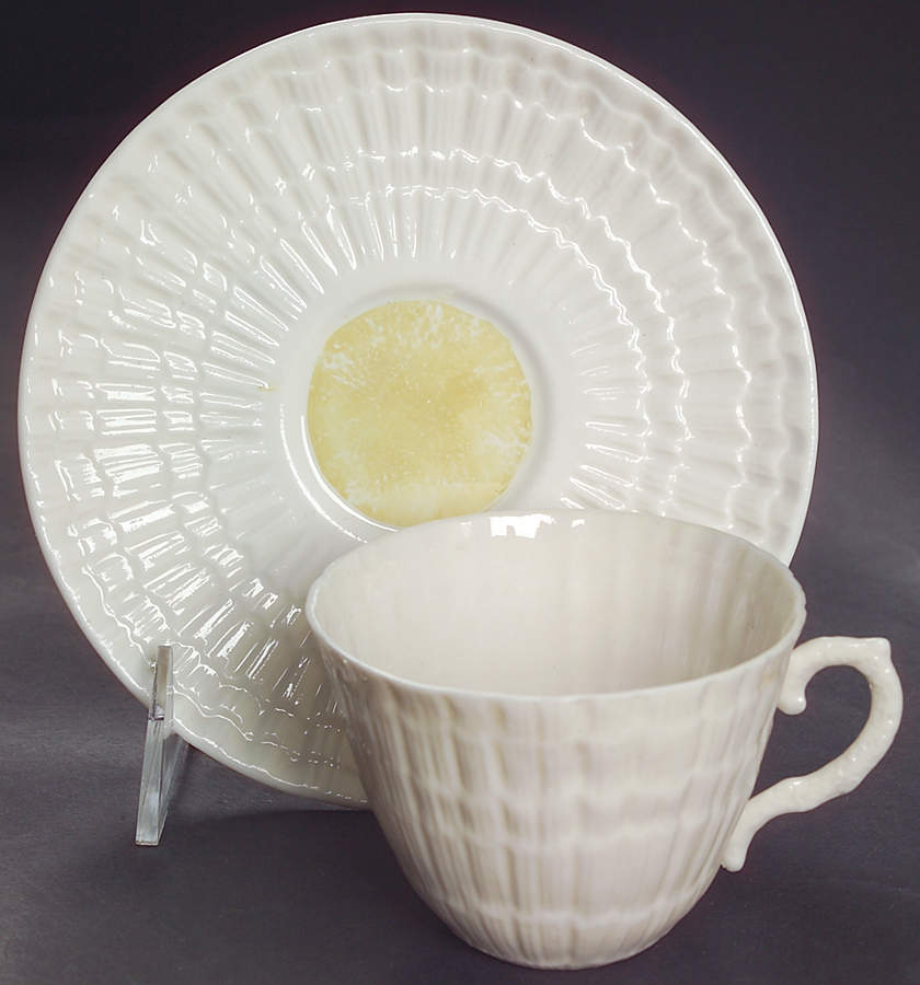 Limpet Yellow Flat Cup & Saucer Set by Belleek Pottery (Ireland)-1